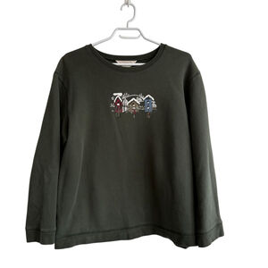 Vtg Northern Reflections Sweater Winter Cabin Crewneck Cozy Cottagecore Pullover